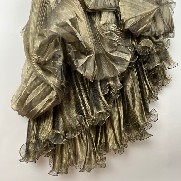 Vintage Mike Benet Gown Corset Skirt Ruffle Pleated Embroidered Beaded Formal - Picture 7 of 9